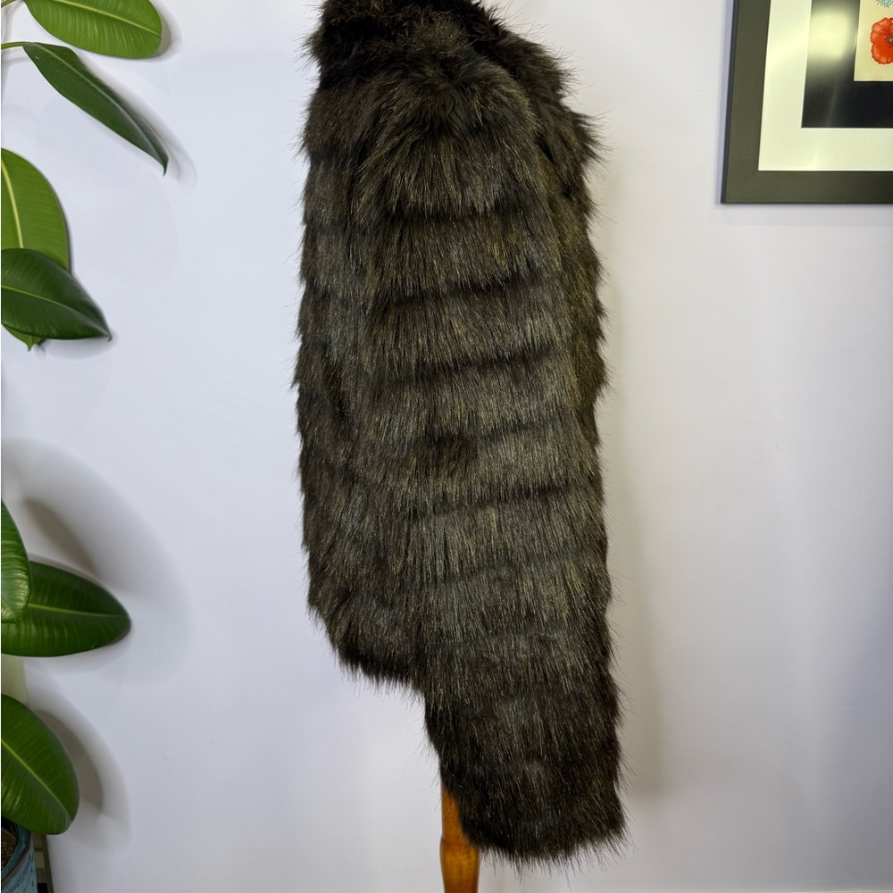 Betsey Johnson Vintage Y2K Black and Brown Faux Fur Coat - Picture 4 of 8